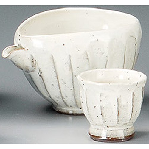 山下工芸(Yamasita craft) 粉引 鉄彩片口冷酒器 手造り 10×11.5×8cm 300cc 30525-458