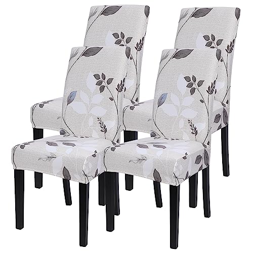 Image of SearchI Printed Dining Room Chair Covers Set of 4, Stretch Kitchen Chair Covers Washable Parsons Chair Slipcover Removable Dining Chair Protectors for Hotel,Ceremony(Floral Pattern3)