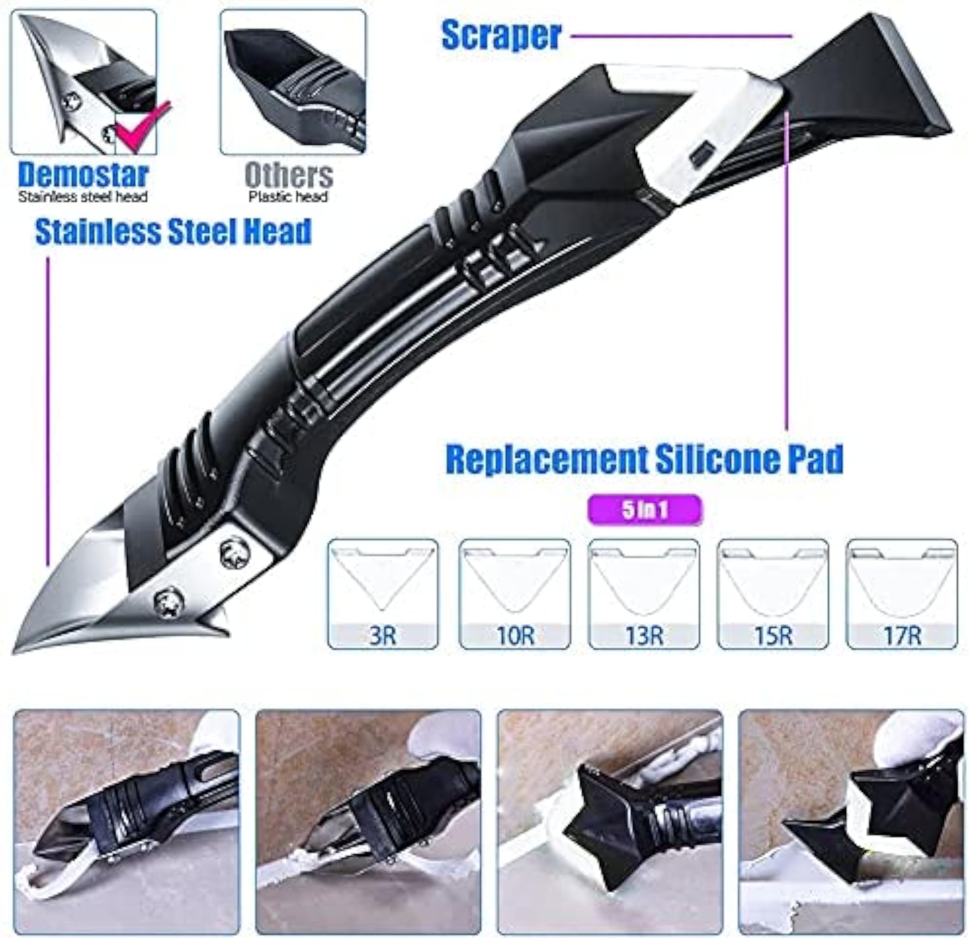 5 in 1 Stainless Steel Head Scraper and Sealant Finishing Tool