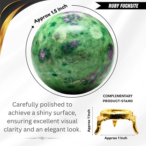 Image of Certified Crystal Ruby Fuchsite Ball for Meditation - Premium Crystal Vastu Items for Home and Feng Shui Items for Good Luck - Ideal for Pooja Supplies and Spiritual Practices