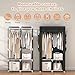 VTRIN Portable Closet Wardrobe Closet for Hanging Clothes with 4 Storage Shelves, 2 Hanging Rods and 6 Pockets, Stable and Easy Assembly Clothes Rack with Cover Free Standing Closet for Bedroom, Black