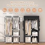 VTRIN Portable Closet Wardrobe Closet for Hanging Clothes with 4 Storage Shelves, 2 Hanging Rods and 6 Pockets, Stable and Easy Assembly Clothes Rack with Cover Free Standing Closet for Bedroom, Black - Image 5
