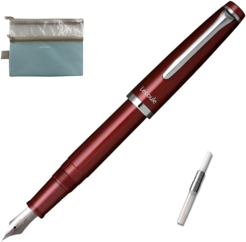 Sailor Fountain Pen (Fine) Lecoule Power Stone Color with converter ＆ W zipper case(Japan Import) (Lapis Lazuli)