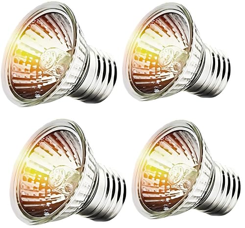 PetFizz UVA UVB Wärmelampe Terrarium Reptilien UV Terrarium Lampe 50W 4Stück Reptilien Wärmelampe Halogen E27 für Schildkröten Bartagamen Eidechsen Schlangen