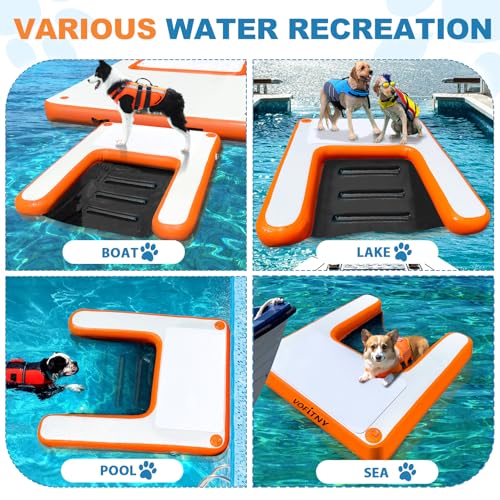 image for VOFiTNY Dog Docks Water Ramp Inflatable Pup Pool Step Protable Floatin