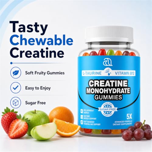 Image of Creatine Gummies for Women & Men - Creatine Monohydrate Gummies Tasty Chewable Supplement, Muscle Support & Energy Boost (Pack of 2)