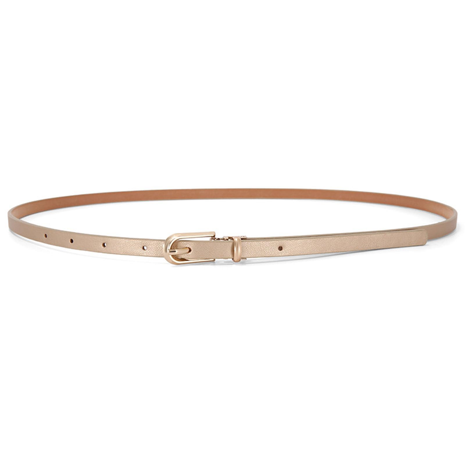 Zirax Women Skinny Leather Belt Adjustable Thin Waist Belts with Alloy Buckle for Dresses Jeans Pants Ladies Fashion Waistband