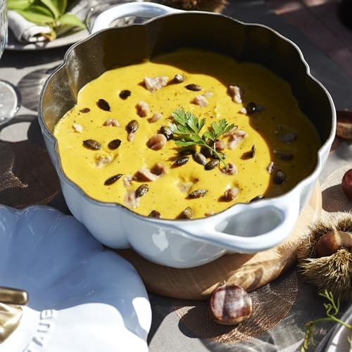 Image of Staub Cast Iron 3.5 Qt Pumpkin Dutch Oven, Cocotte, White, Made in France