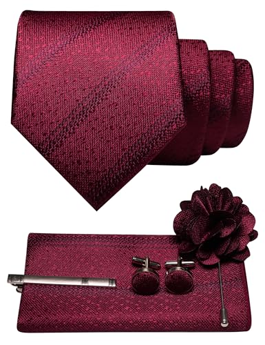 Image of JEMYGINS Mens Tie and Pocket Square,Lapel Pin,Cufflinks,Tie Clip Sets with Gift Box 5PCS
