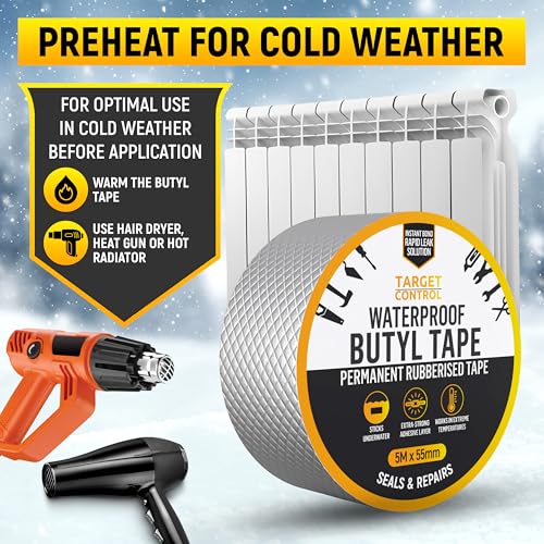 Target Control Waterproof Tape | 5M X 55MM | Pipe Tape for Leaking Water Pipes, Leak Repair, Water Proof to Stop Leaks & Waterproof Repair Tape