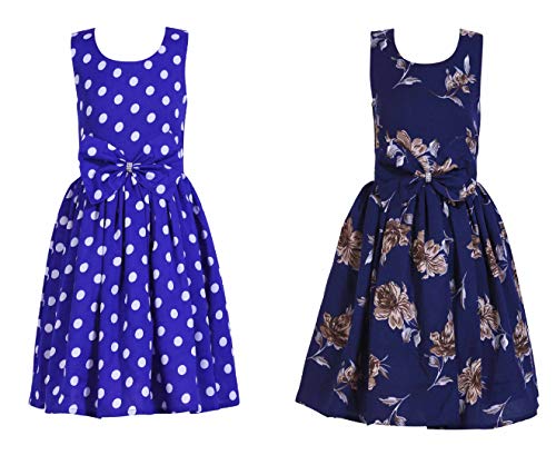 Image of Casual Frock for Baby Girls,Blue Printed and Olive Printed,Pack of 2