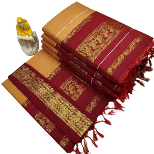 Image of South Cotton Gadwal Saree for Women | Celebrity Inspired Traditional Ethnic Wear | Chettinad & Kalyani Cotton Sarees | Soft Cotton Saree with Blouse Piece