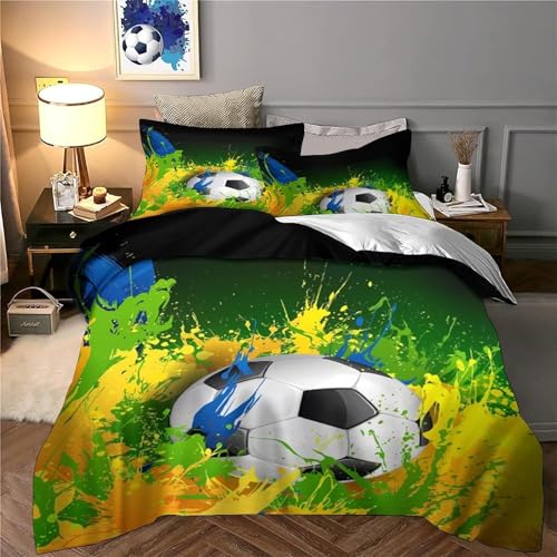Housse de couette de qualité supérieure imprimé 3D SoccerBallArt lit single - 6