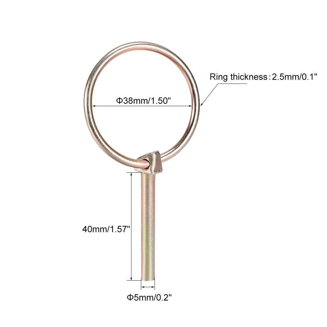 sourcing map Pasador con Anillo, 5 mm x 40 mm Kit Surtido de Pasadores de Remolque, Pasador de Seguridad para Barco Kayac Canoa Trailer Tractor Carretilla Caja Caballo, 5 Piezas
