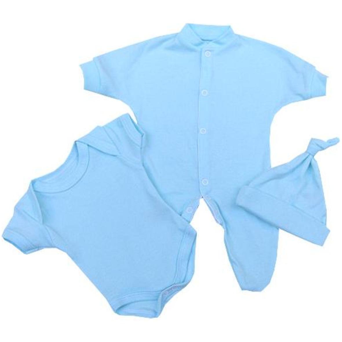 BabyPrem Premature Baby 3 Piece Set Sleepsuit Bodysuit Hat upto 1.5lb Aqua 26-32cm