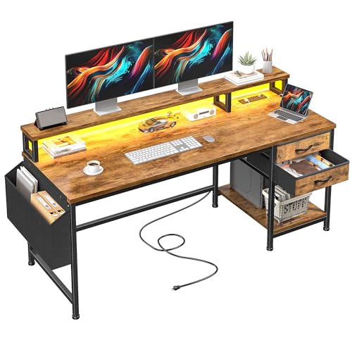 Image of DurayLoly 55 inch Small Gaming Desk with Remote Control RGB Light for Teen Gamer,10m Full-Color Strip with Wireless Remote,20 Dynamic & 20 Lighting Modes, Effortless Control to Level Up Your Gaming Vibe