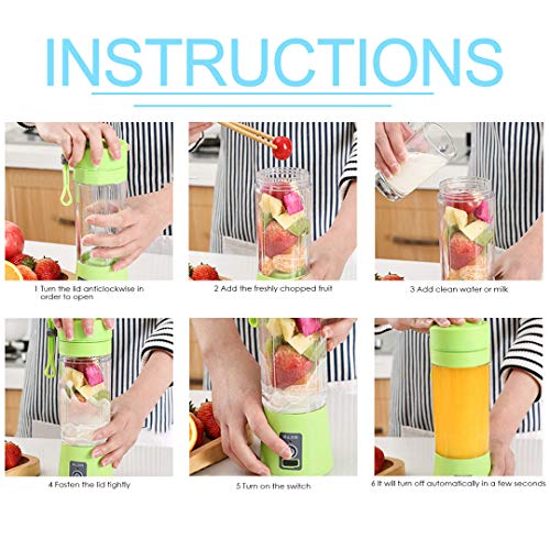 Portable Mini Juice Multi-Function USB Charging Juice Cup Fruit Electric Juice Mixing Cup(Green) by EXABLAST - Image 6
