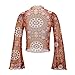 Durio Disco Bell Sleeve Tops for Women Disco Outfits Vintage 70s Tops Shirts Fashion Sleeve Top Sheer Long Sleeve Tops for Women Crop Top Vintage Geometric Clothes Large