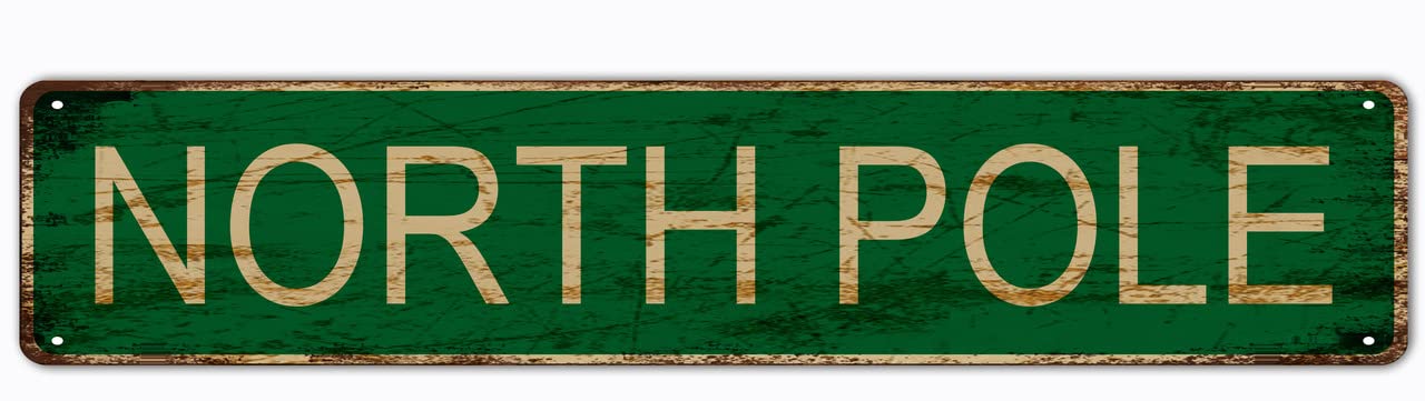 North Pole Aluminum Metal Plaque Rustic Tin Sign Retro Wall Decor 4x16 Inch