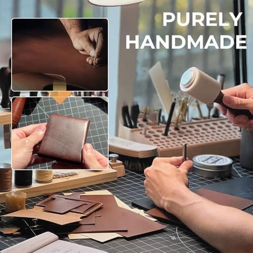 Multifunctional Compact Wallet, Handmade Leather Card Holder for Men, Built-In Pen Slot, Slim Bifold Wallet for Daily Commuting Business Travel (1)4