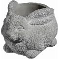 Classic Home and Garden Cement Buddies Indoor Outdoor Planter with Drainage Hole, Rabbit, Gray, Small, 6in