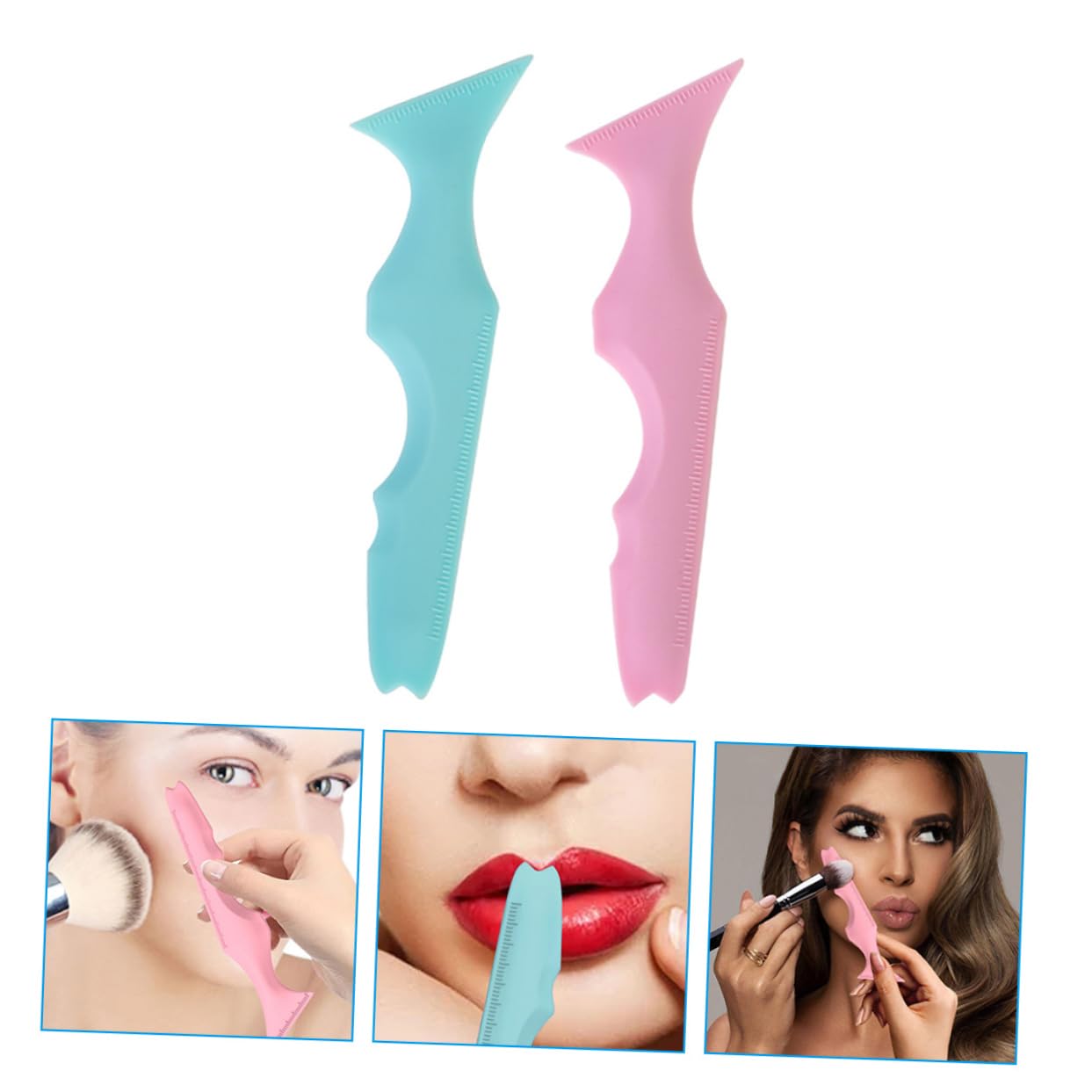 FRCOLOR 10 reglas de silicona delineador de ojos de silicona masajista máscara de ojos lápiz delineador de ojos sombra de ojos plantillas plantillas para la guía de cejas, herramienta de chaflán
