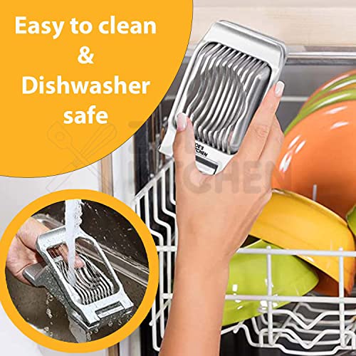 Zoe's Kitchen Good Grip Egg Slicer For Hard Boiled Eggs Heavy Duty Professional Large Aluminum Egg Slicer With Stainless Steel Wires Kitchen Aid Egg, Strawberry Slicer Hard Boiled Egg Cutter #TOP5