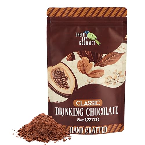 Green Jay Gourmet Hot Chocolate Mix - Classic Hot Cocoa Mix for an Indulgent Drinking Chocolate Experience - Smooth, All Natural Hot Coco w/Turbinado Sugar & Real Vanilla Extract - 8 Ounces