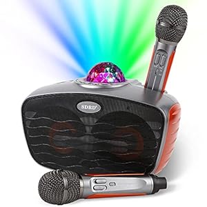 Bluetooth Karaoke Machine, Draagbaar Pa Systeem Met 2 Draadloze Microfoon, Disco Party Light, Speaker met USB/TF-Kaart…