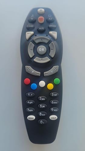 Replacment Set-Top Box Remote Control with TV Guide, Mute and Language. | Alphanumeric Keypad, Colour Function Keys, TV1/TV2 Switch, Info and Help Buttons, Navigation D-Pad
