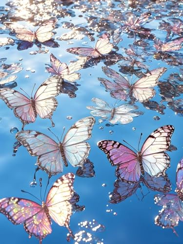 Peinture Diamant Papillons Fleurs pour un Moment de Détente Automnale et Déco Salon 50x70cm