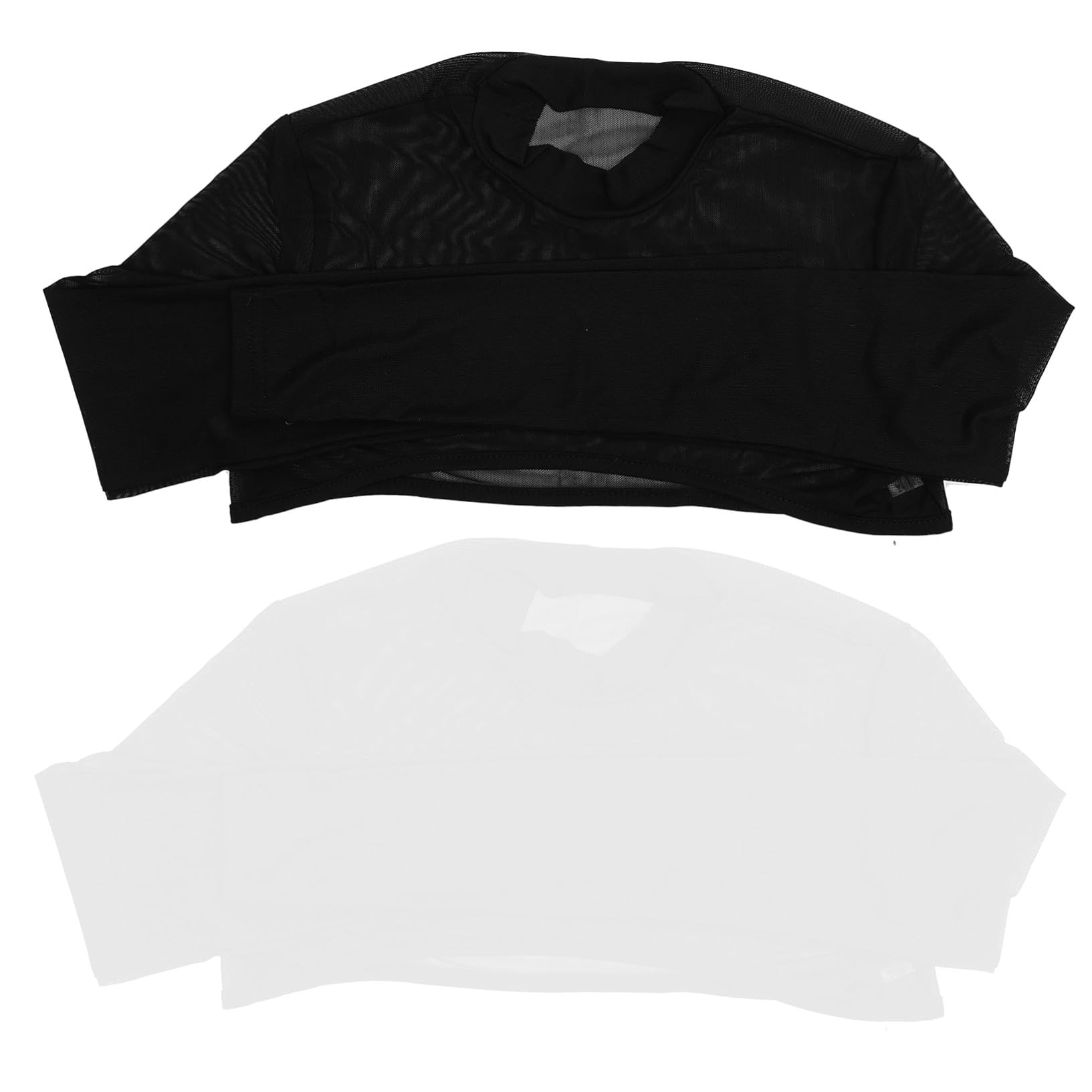 Beaupretty Camiseta de Malla Transparente para Mujer Conjunto de Top de Manga Larga con Cuello Semialto para Ocasiones Especiales