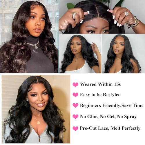 Image of 4x4 Wear and Go Glueless Human Hair Wigs Pre Plucked Pre Cut with Baby Hair 26 Inch Body Wave HD Lace Closure Wigs Human Hair 150% Density 4x4 Brazilian Virgin Lace Front Human Hair Wigs for Women