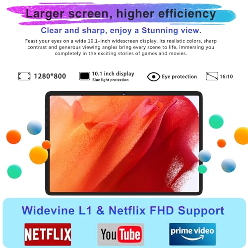 Image of DMOAO Android Tablet 2025 Tablets with 22GB RAM+128GB ROM / 1TB Expand, 8000mAh Battery, Octa-Core 2.0GHz CPU, 5G WiFi, GPS, 10.1 Inch FHD IPS 2 in 1 Tablet PC with Keyboard /Mouse-Sliver