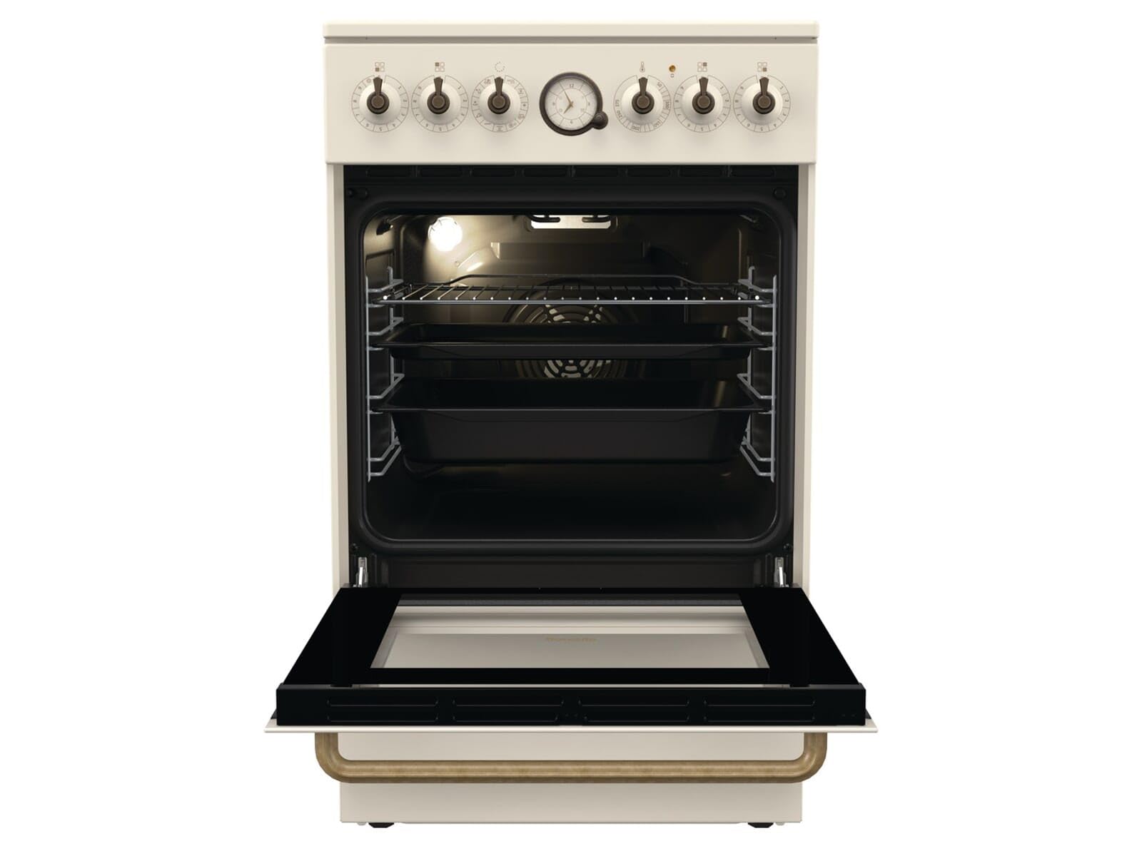 Gorenje Classico GECS 5B70CLI Electric Cooker with Ceramic Hob / Retro Design / 50 cm / 70 Litres / Gentle Close / Fast Heating / AirFry / ExtraSteam / Pizza Mode / AquaClean