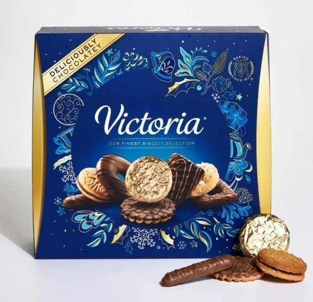 Luxury Victoria Finest Biscuits Selection 490g | Assorted Luxury Box | Perfect for Gifting | Chocolate Biscuits Gift Box | White Milk Dark orange Dark Chocolates | Christmas Biscuits (1 Box)