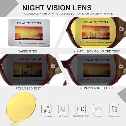 Image of HAOLOTA Night Vision Glasses for Driving Anti Glare, Polarized Nighttime Safety Glasses for Women Men UV400 Protection