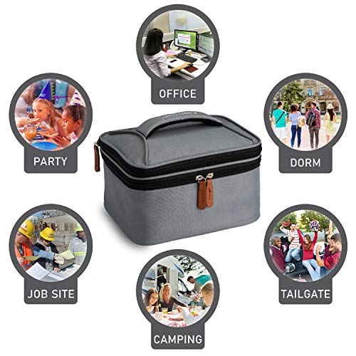 HotLogic 16801172-GY Food Warming Tote Lunch Bag Plus 120V with Glass Dish, Gray - Thumbnail 6