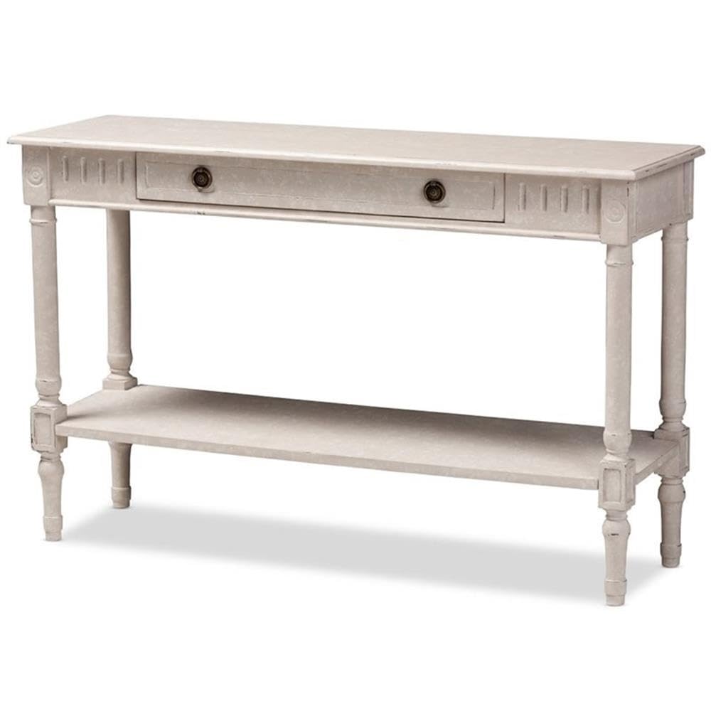 Baxton Studio Ariella Country Cottage Farmhouse Whitewashed 1-Drawer Console Table Wood/whitewashed