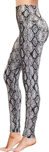 Image of High Waisted Full Length Workout Not See Through Leggings Capri Shorts Soft Stretchy(XXL, Snake)