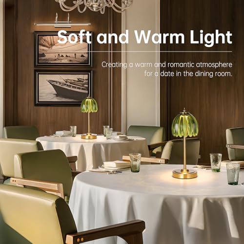 Image of Shenmoyl Set of 2 Tulip Table Lamp with 5000mAh Battery & Touch Control, Cordless Table Lamp with 3 Colors, Dimmable Rechargeable Table Lamps for Bedroom, Living Room, Entryways (Green Tulip)