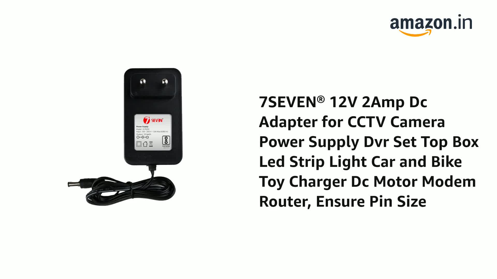 7SEVEN® 12V 2Amp Dc Adapter for CCTV Camera Power Supply Dvr Set
