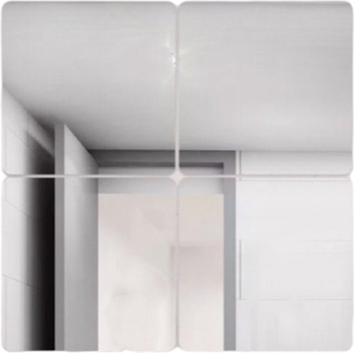 Miroir adhésif carré - 4 pièces - 40 x 40 cm - Miroir autocollant - Miroir adhésif - Miroir de porte