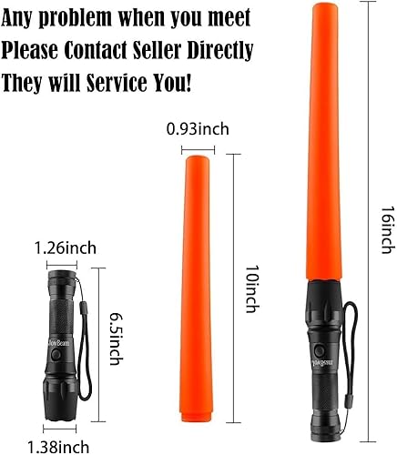 Miniatura 2 de Varita de tráfico de 16 pulgadas, pequeña luz LED naranja de señal de seguridad, linterna de trabajo con modos intermitentes de cono, cordón para
