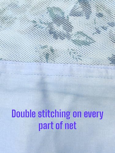 Image of ANS Floral Mosquito Net for Bed with Cotton Border | King Size 7 x 7 ft | Breathable Free Air Flow Mesh | Hanging Bed Net for Mosquito Protection (Sky Blue)