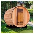 Outdoor Barrel Steam Sauna for 2 Person, Canadian Hemlock Wood, 4.5KW ETL TOULE Heater, 8mm Tempered Glass, Sauna Stone, Water Bucket, Ladle, Lights, 220V, 195°F