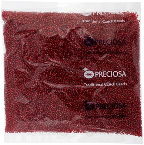 Czech Glass Seed Beads 11/0 (2.1mm Diameter) Silver Lined Medium Red DIY Jewelry Making Beadss - 250g Bulk Bag by Preciosa (Jablonex)