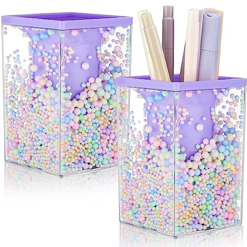 Zonon 2 Pcs Bubble Pen Holder Kawaii Pencil Desk Organizer,Purple