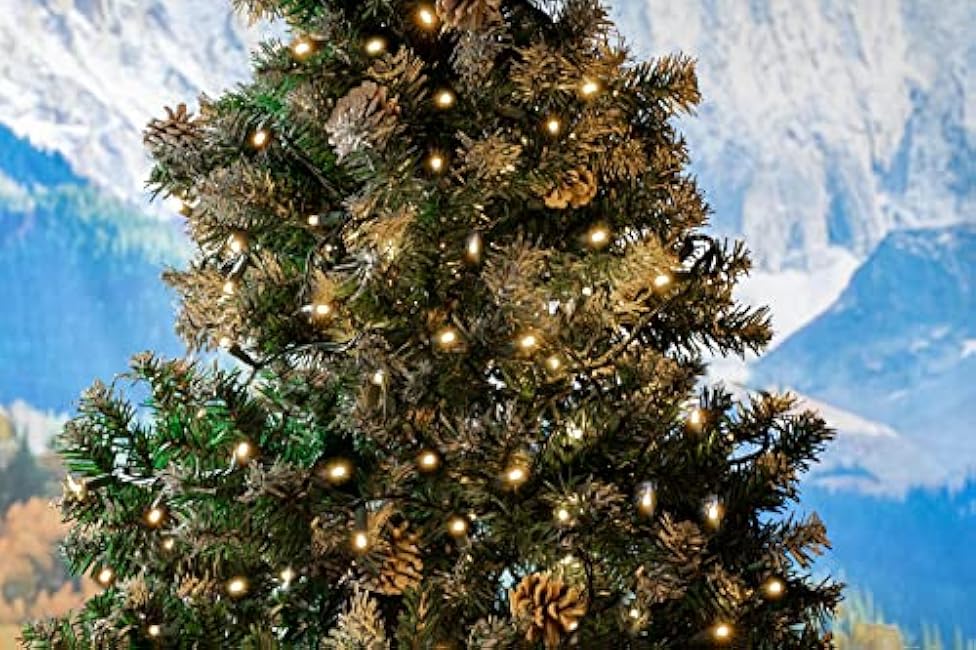 Novelty Lights 50ft 100 LED Warm White Christmas Lights Outdoor/Indoor, 6 Spacing, Green Wire String Lights for Festive Xmas Lighting, IP55, UL Listed, Dimmable, Connectable