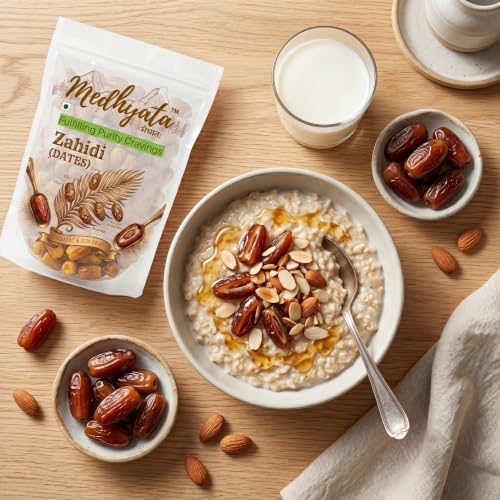 Image of Medhyata Zihadi Dates, Organic & Sun-Dried Khajoor, High Fibre, Natural Energy Booster, Gluten Free, (1Kg)